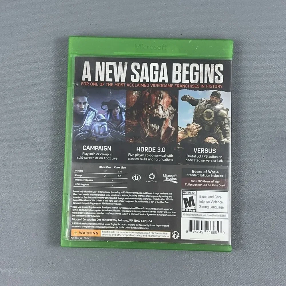 Gears Of War 4 Microsoft Xbox One 2016
